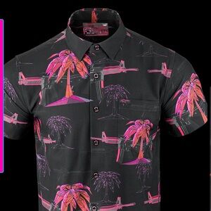 Retro Rifle Palm V2 Black Button Down XL New With‎ Tags